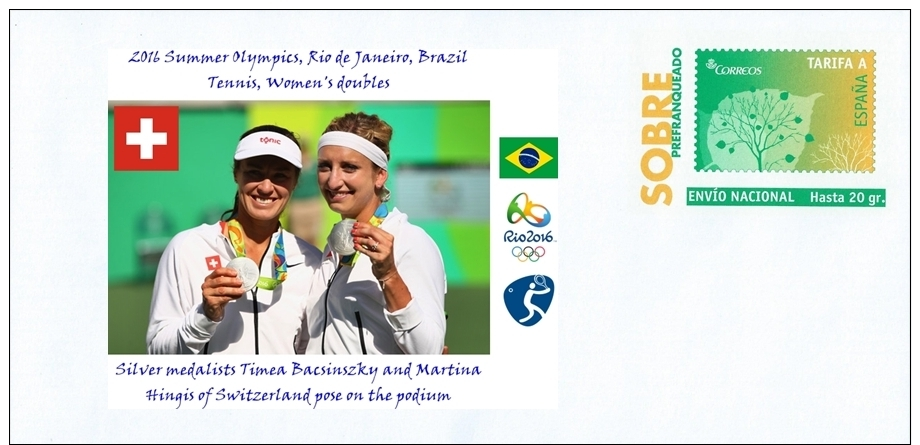 SPAIN, 2016 Summer Olympics, RIO, Tennis, Women's Doubles, SILVER MEDAL : Timea Bacsinszky/Martina Hingis (Switzerland) - Eté 2016: Rio De Janeiro