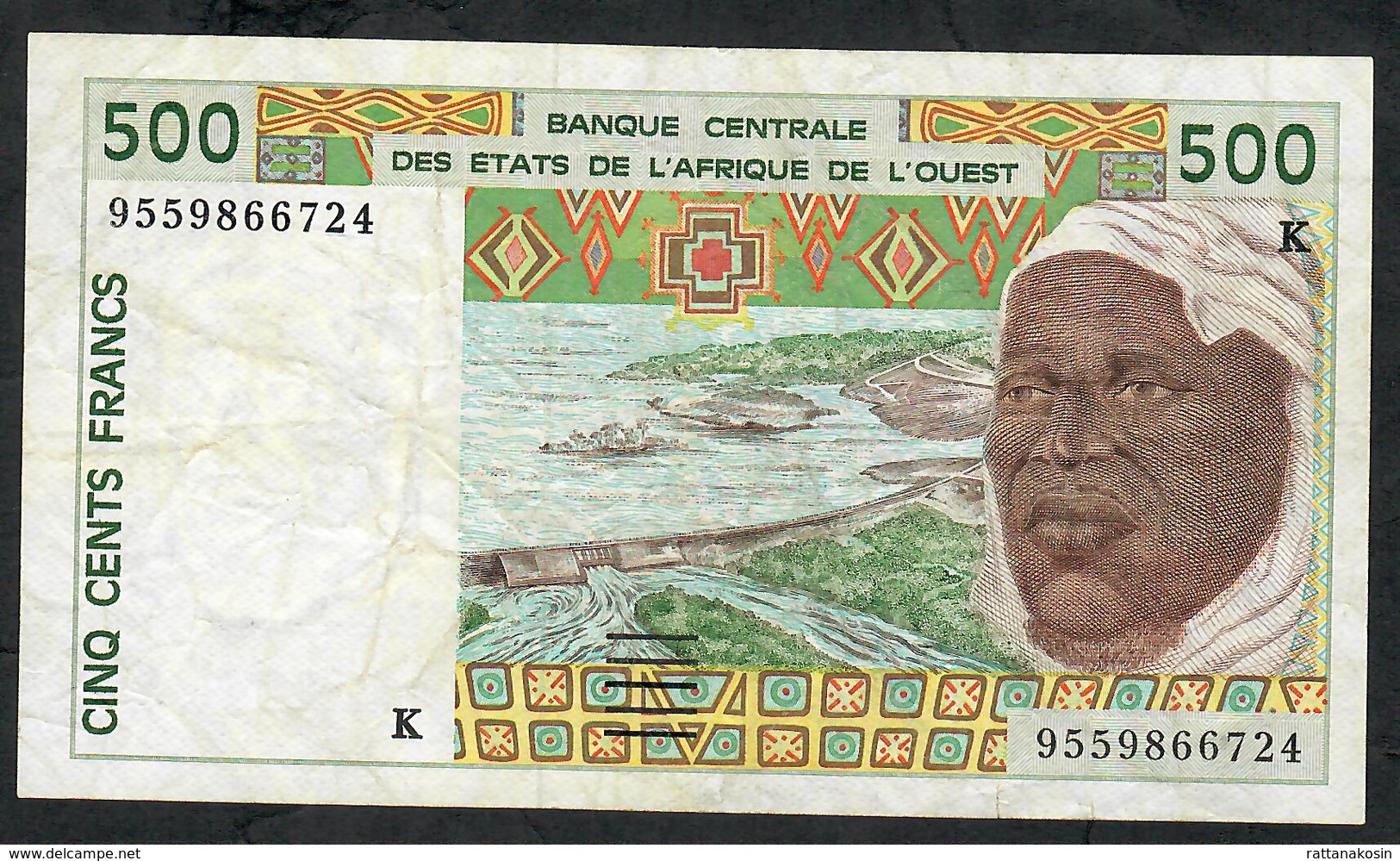 W.A.S. IVORY COAST P710Ke 500 FRANCS (19)95  VF NO P.h. - Sénégal