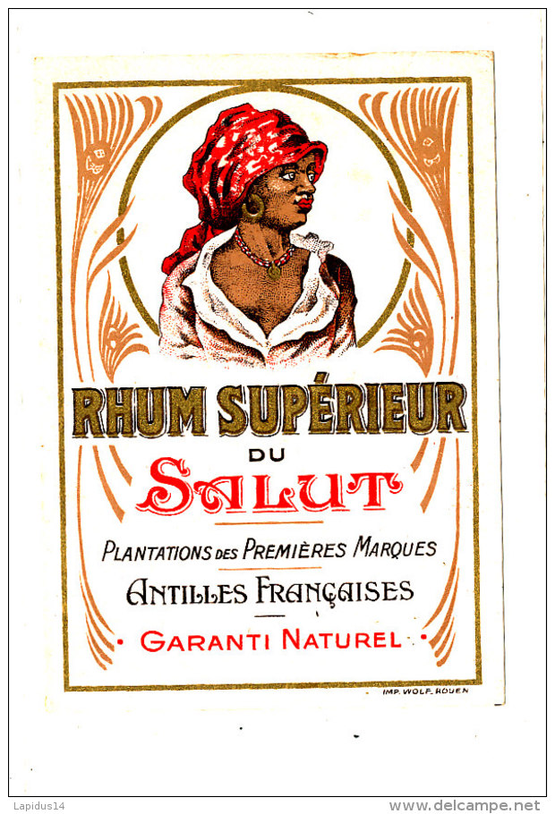 965 /  ETIQUETTE DE   RHUM  - SUPERIEUR  DU SALUT  ANTILLES FRANCAISES - Rhum