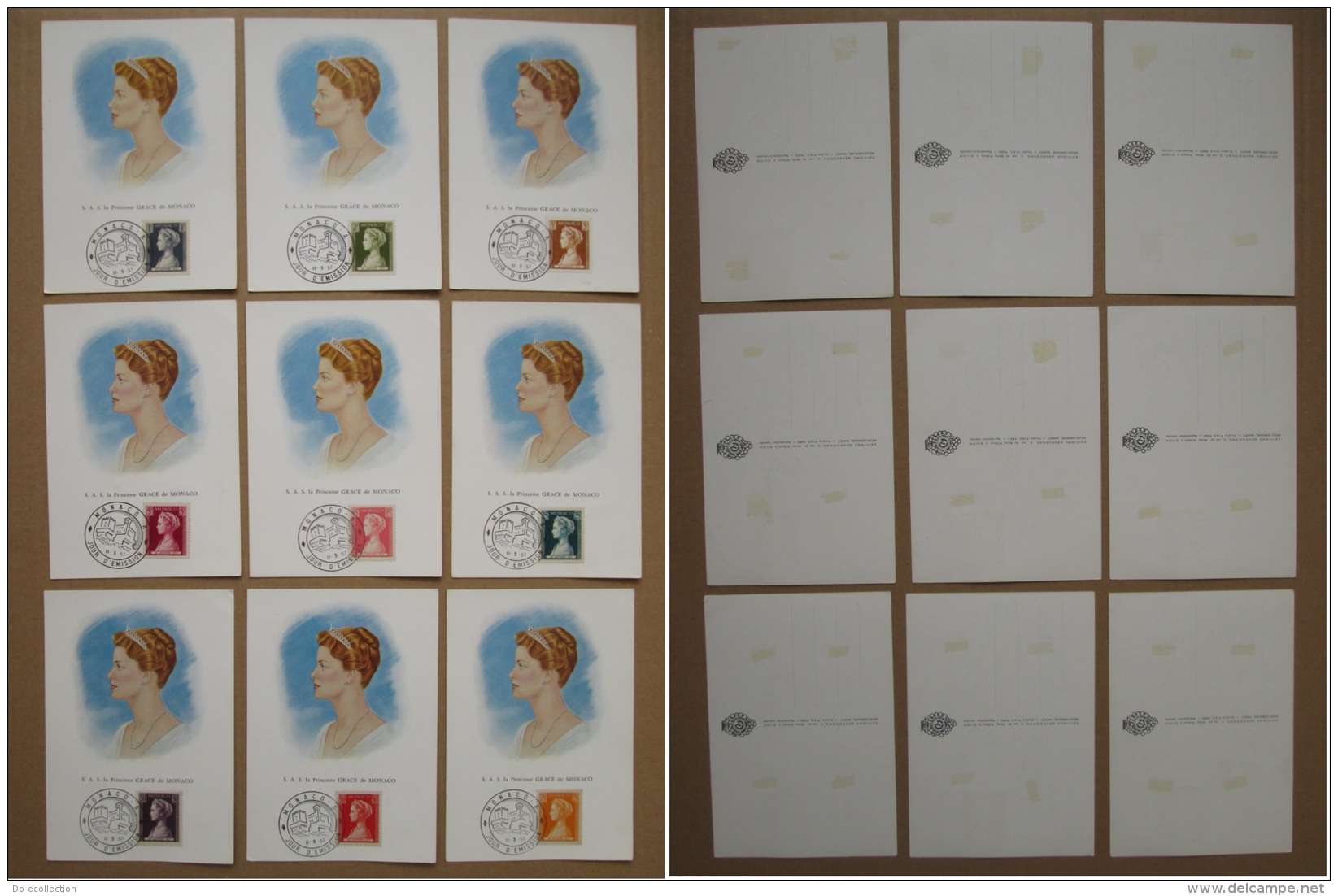 MONACO 1957 Carte 1er Jour X 9 GRACE KELLY Carte Maximum Card FDC - Maximum Cards