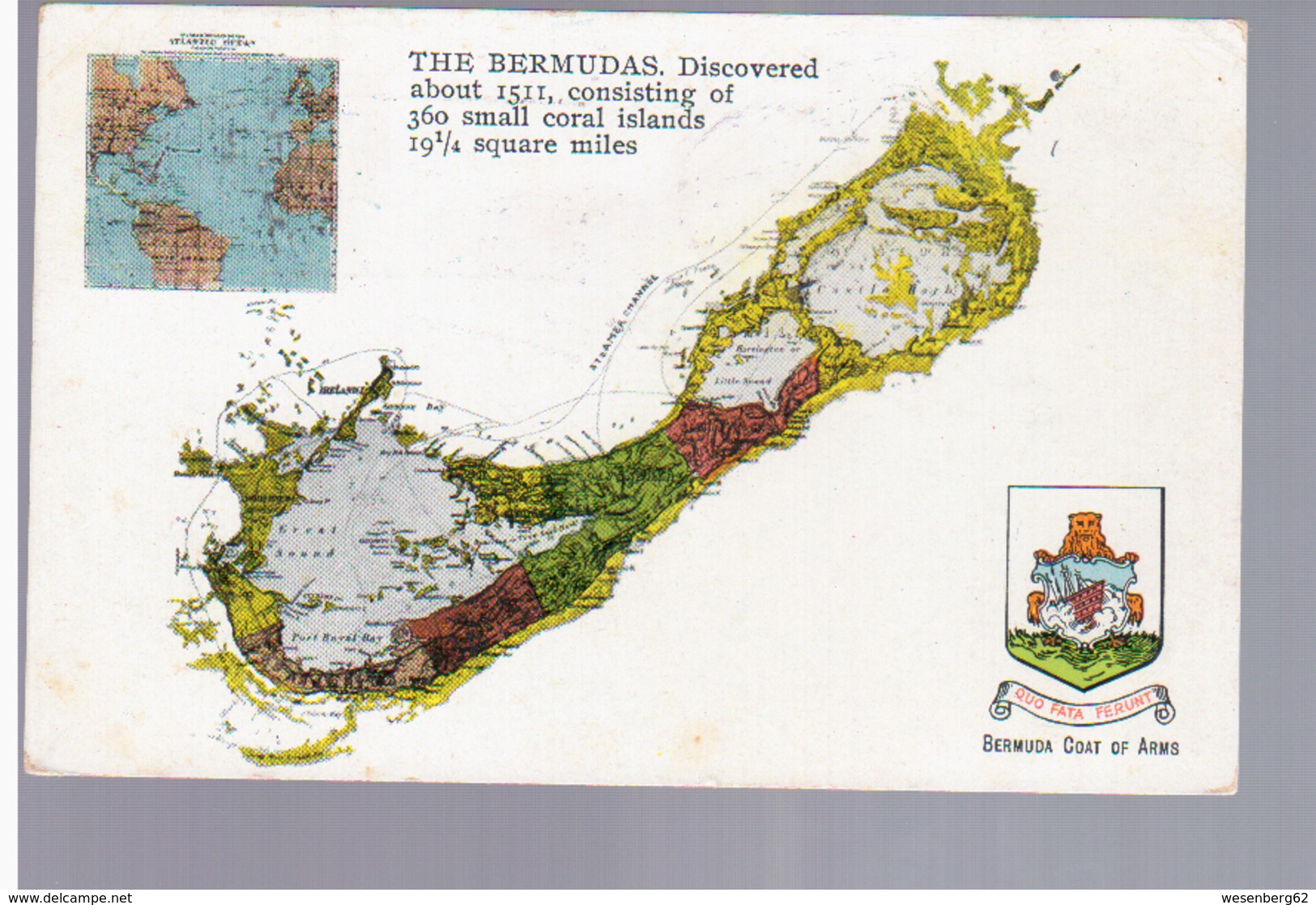 The Bermudas Map Landkarte MAP 1933, 2 Scans - Cartes Géographiques