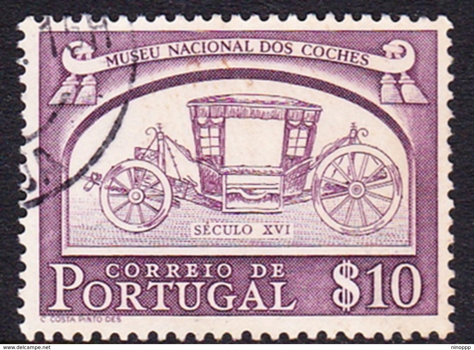 Portugal SG 1057 1952 National Coaches, 10c Purple, Used - Used Stamps