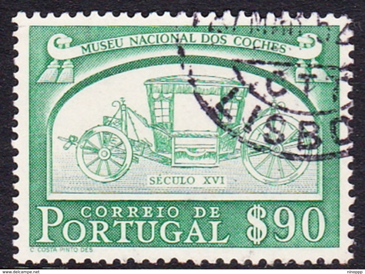 Portugal SG 1060 1952 National Coaches, 90c Green, Used - Gebruikt