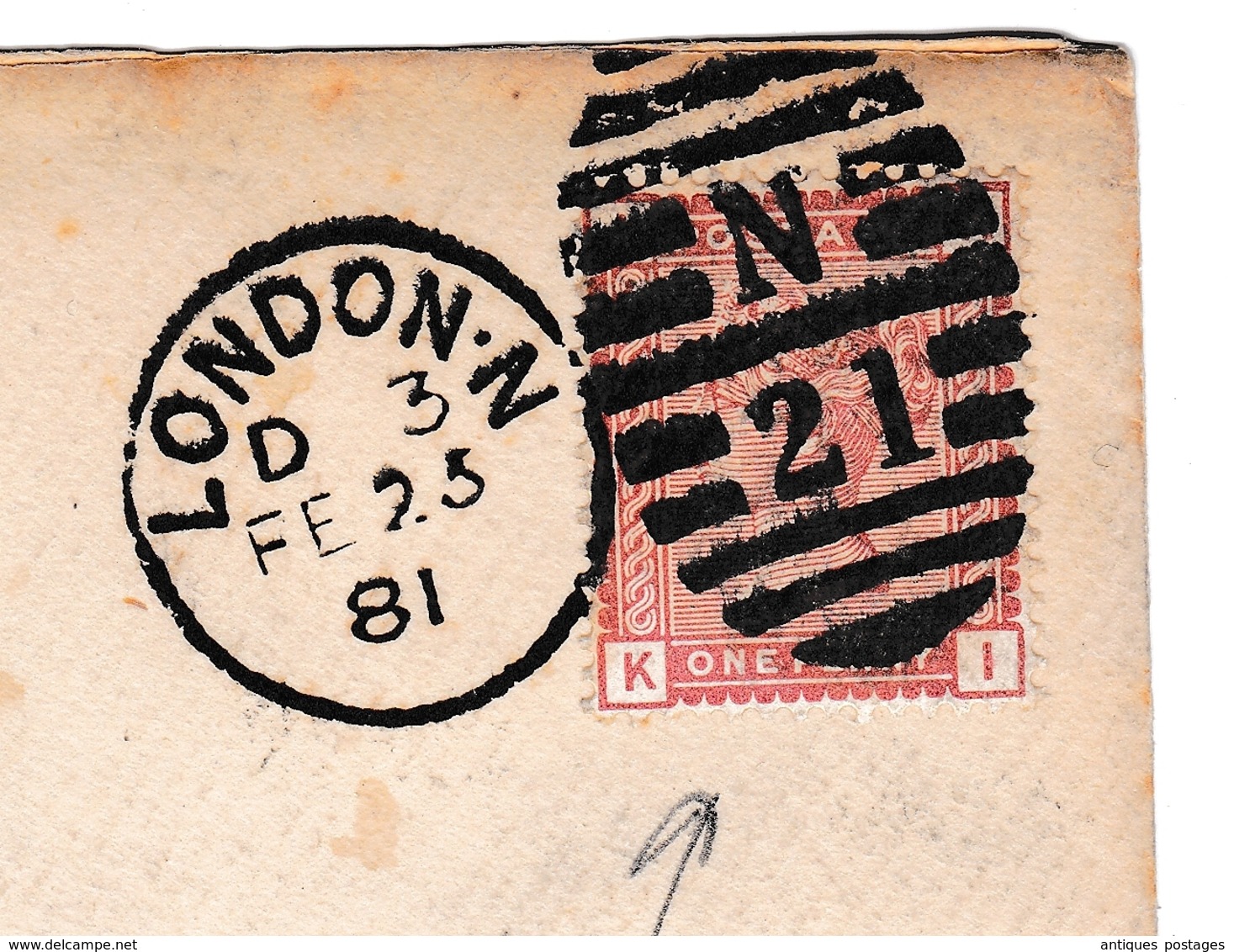 Lettre Londres 1881 London Nottingham Angleterre England One Penny Victoria - Postmark Collection