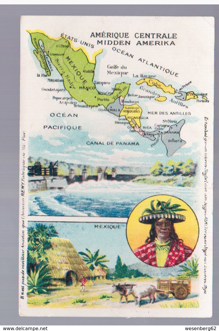 Midden Amerika Cuba Mexique Honduras Landkarte MAP Ca 1920, 2 Scans - Cartes Géographiques