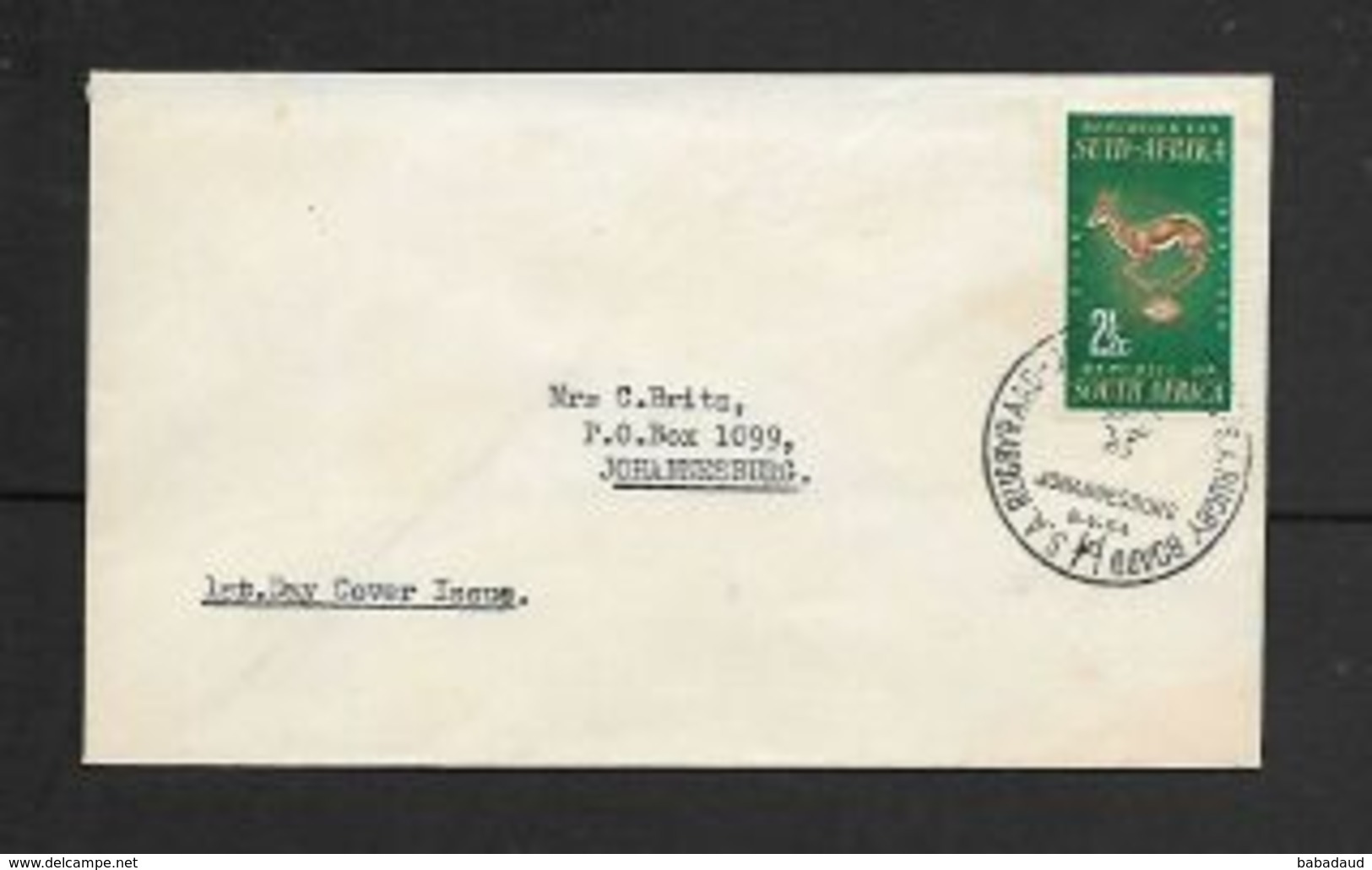 S.Africa, Rugby Board Johannesburg 8.V.64 (1st Day) C,d,s On 2 1/2c Plain FDC - Covers & Documents