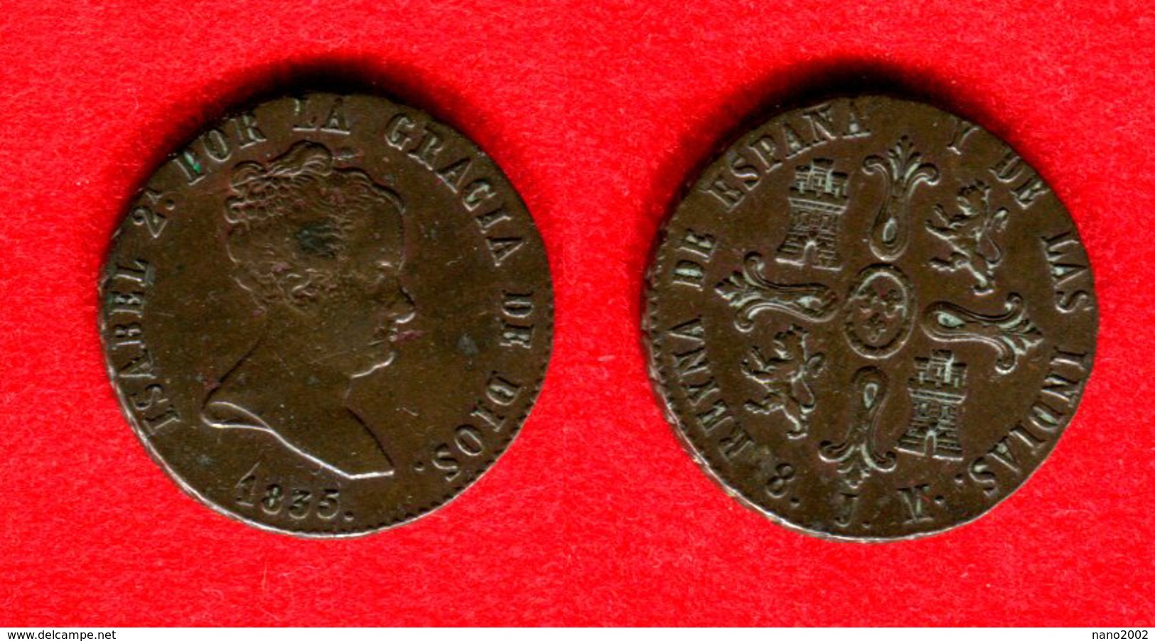 ESPAGNE - ESPAÑA - SPAIN - ISABEL II - 8 MARAVEDIS 1835 JUBIA -BELLE ET RARE MONNAIE - Autres & Non Classés