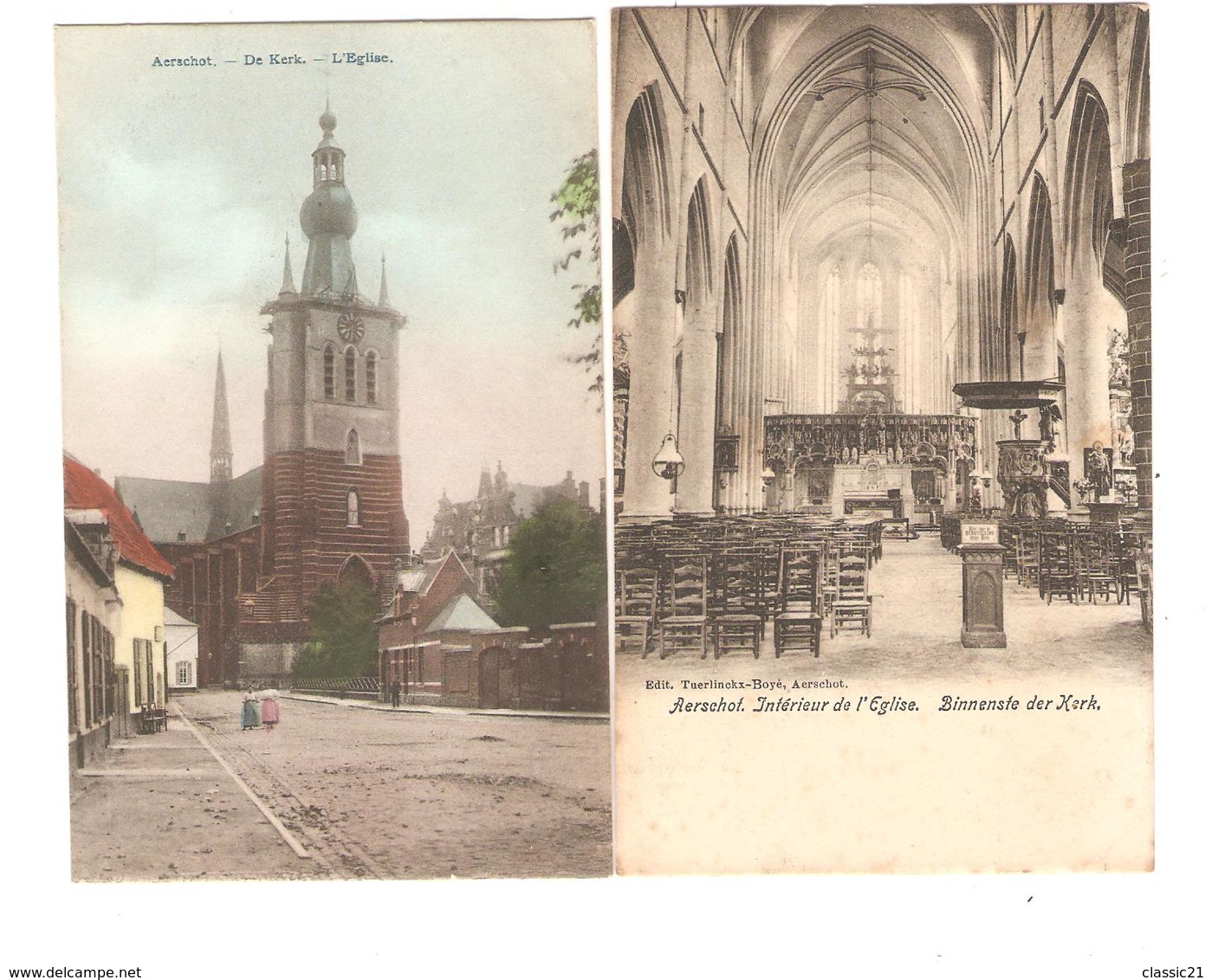 Belgique-België 4 CP Aerschot-Aarschot Tour Aurélien-Dermer En Capucienen-Kerk/Eglise Animée-intérieur/binnen 1825 - Aarschot