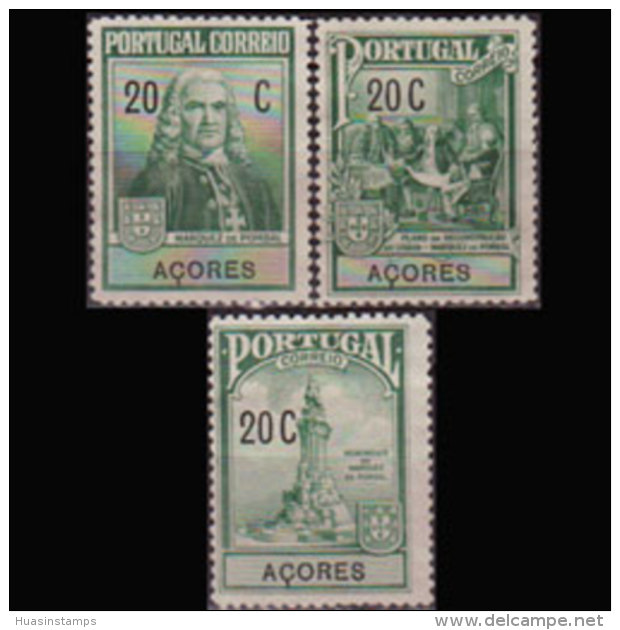 AZORES 1925 - Scott# RA9-11 Pombal Set Of 3 MNH No Gum - Azores