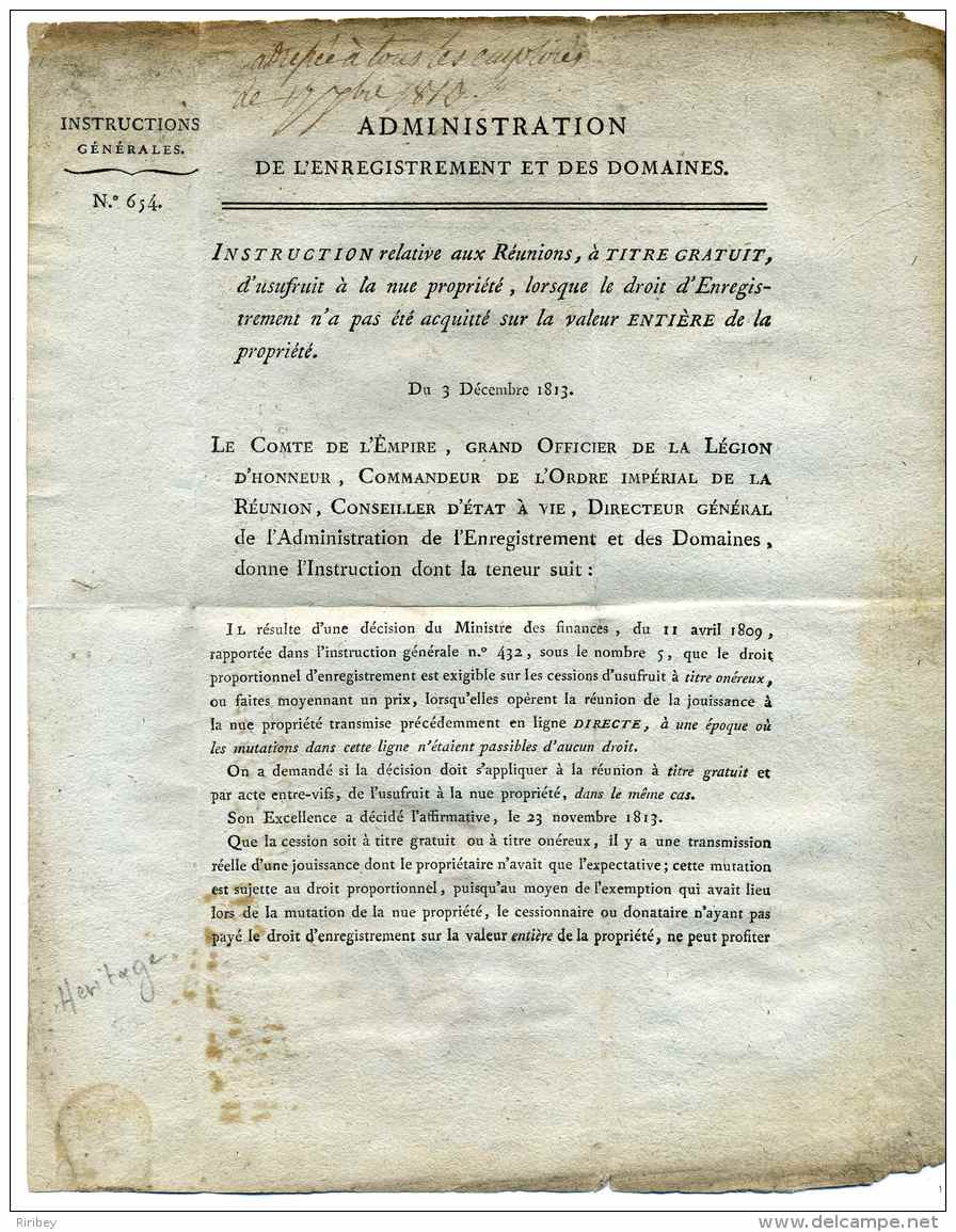 Franchise : Conseiller D'Etat Enregistrementdes Domaines + AFFRANCHI PAR ETAT / 3 Décembre 1813 - 1801-1848: Précurseurs XIX