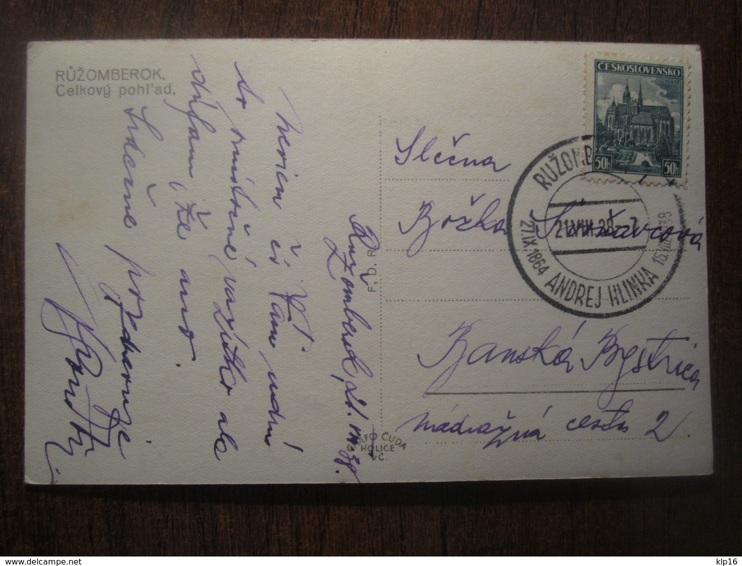 1938 CZECHOSLOVAKIA COVER  POSTCARD With RUZOMBEROK VIEW - Tchéquie