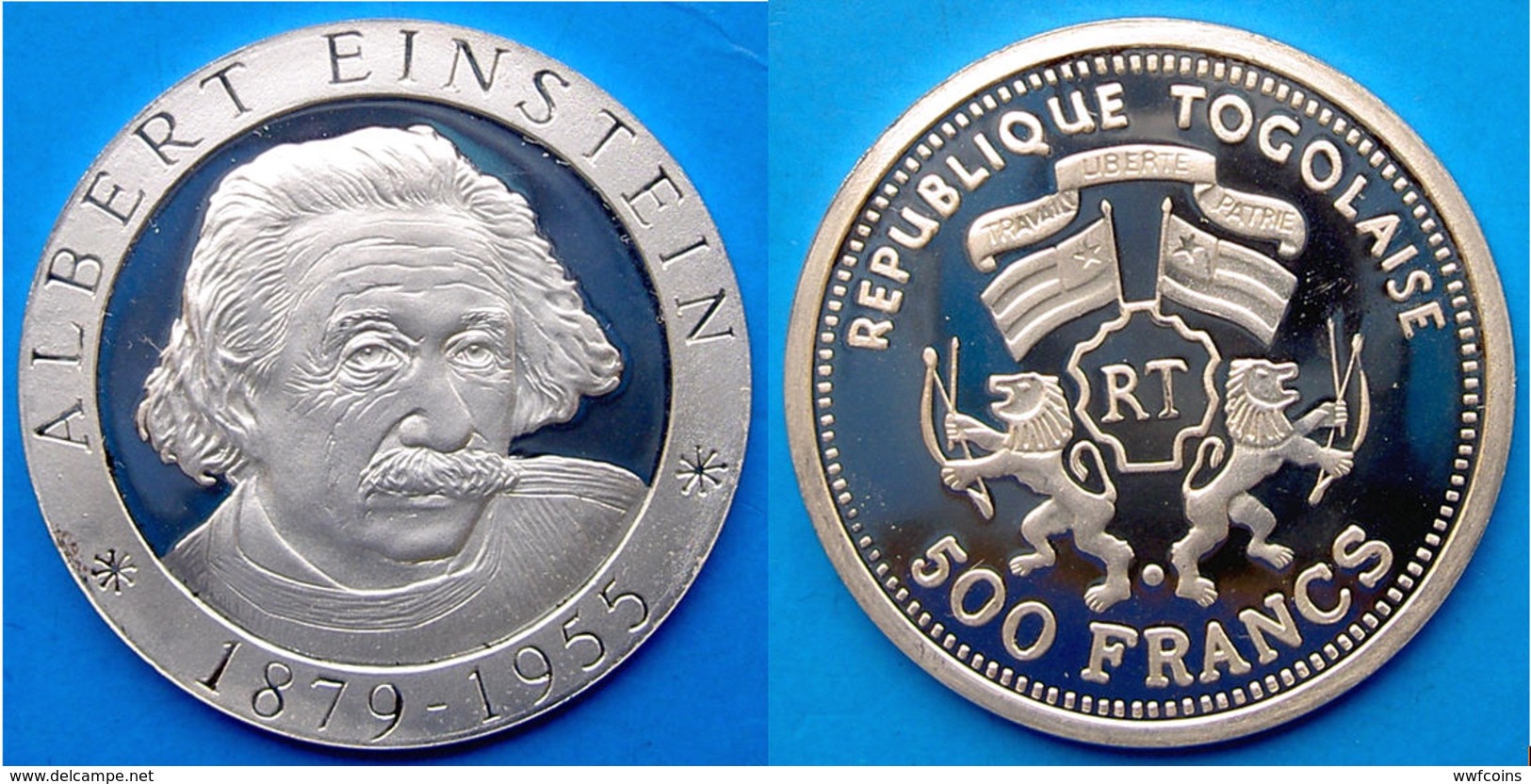 TOGO 500 F 1999-2000 ARGENTO PROOF 999 SILVER ALBERT EINSTEIN PESO 6,93g TITOLO 0,999 CONSERVAZIONE FONDO SPECCHIO UNC. - Togo