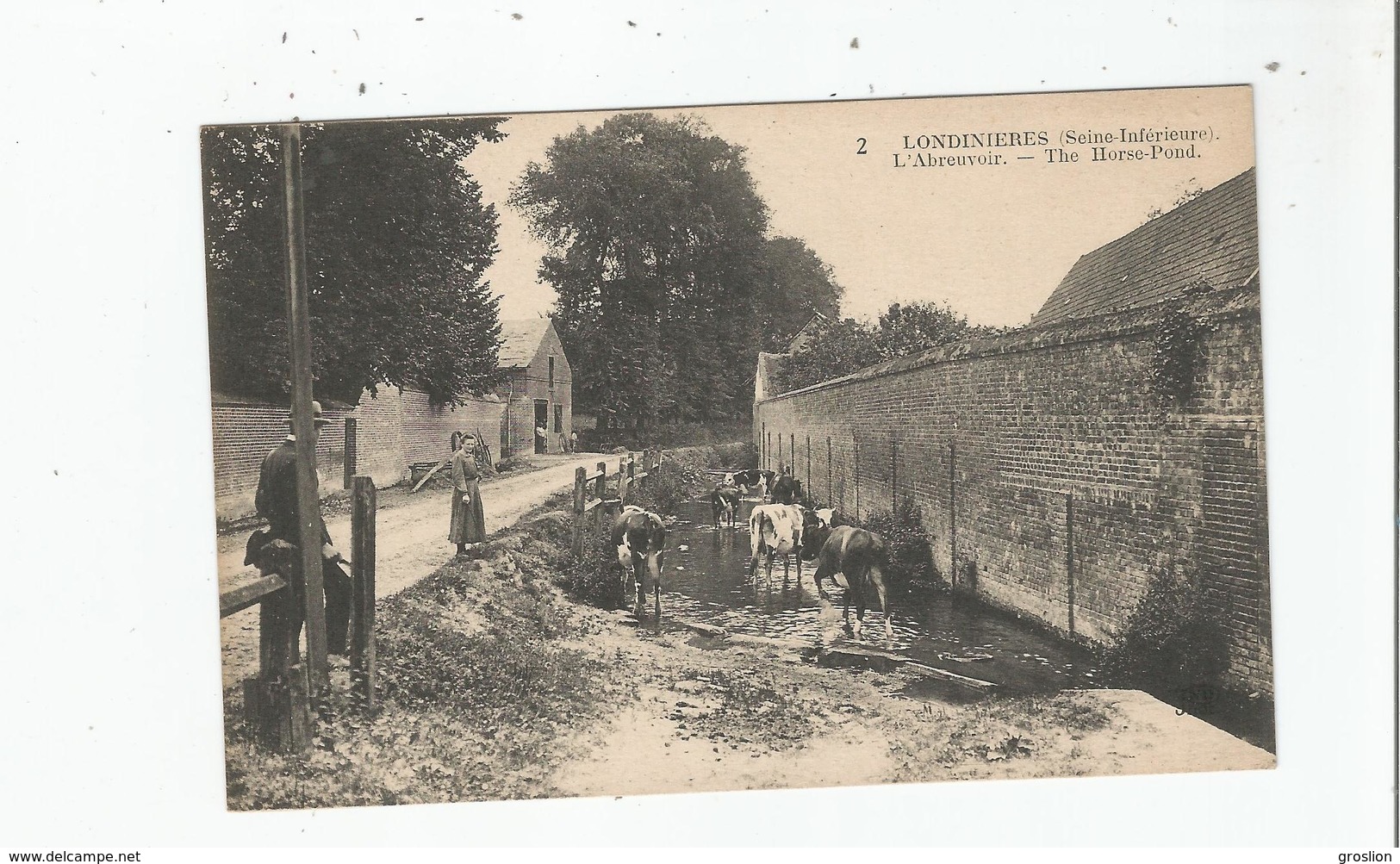 LONDINIERES (SEINE INFERIEURE) 2 L'ABREUVOIR . THE HORSE POND (VACHES S'ABREUVANT) - Londinières