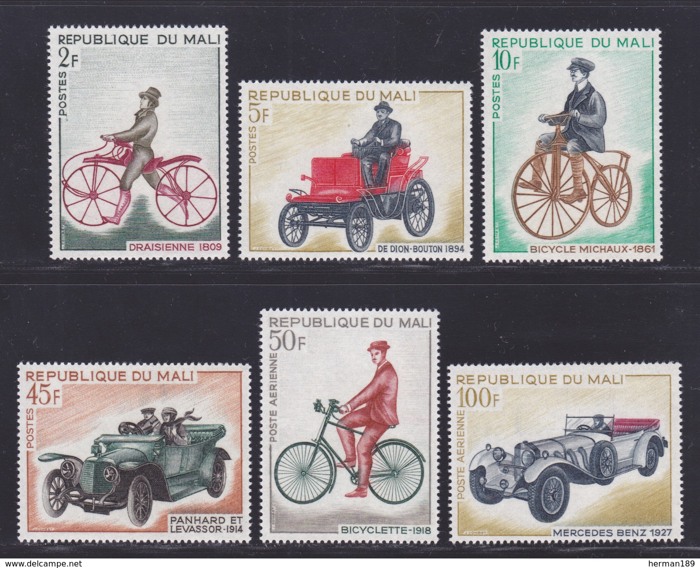 MALI N°  111 à 114, AERIENS N° 60 & 61 ** MNH Neufs Sans Charnière, TB (D7064) Bicyclettes Et Automobiles Anciennes - Malí (1959-...)