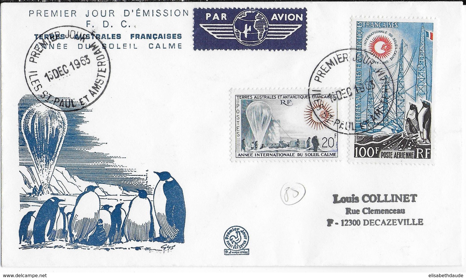 TAAF - 1963 - RARES YT N°21 +  POSTE AERIENNE YT N° 7 Sur ENVELOPPE FDC - COTE TIMBRES = 195 EUR. - FDC