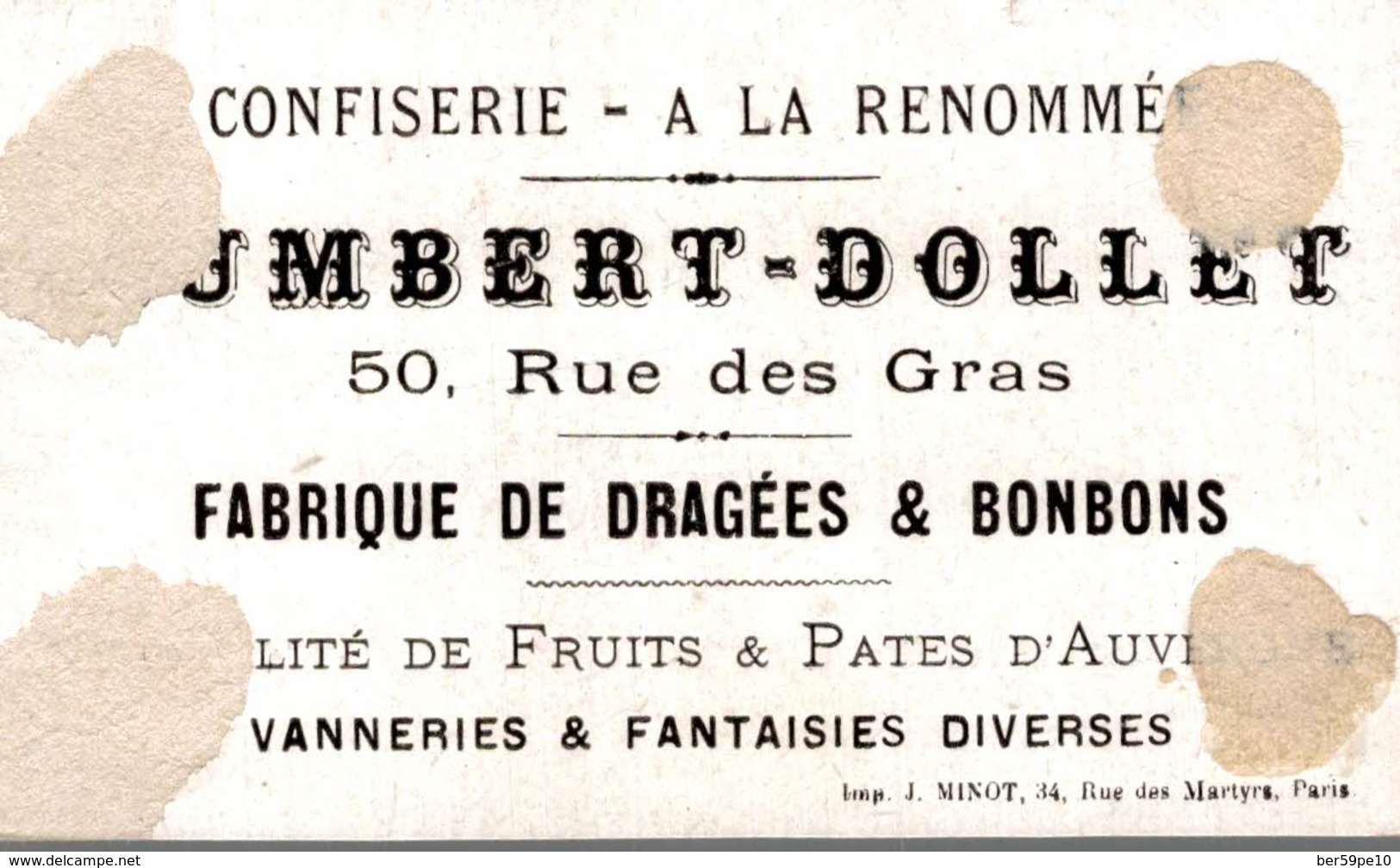 CHROMO FABRIQUE DE CONFISERIE HUMBERT-DOLLET CLERMONT-FERRAND   ABREUVOIR POUR VOLAILLES - Autres & Non Classés