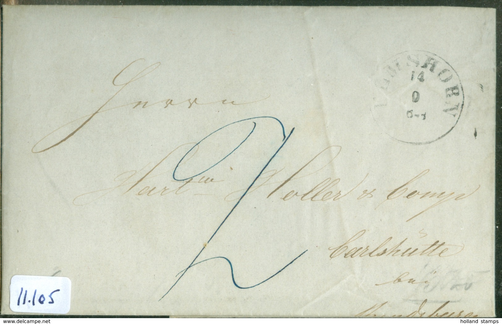 HANDGESCHREVEN BRIEF Uit 1851 Gelopen Van ELMSHORN SCHLESWIG HOLSTEIN Via CARLSHUTTE Naar RENDSBURG  (11.105) - ...-1851 Prephilately