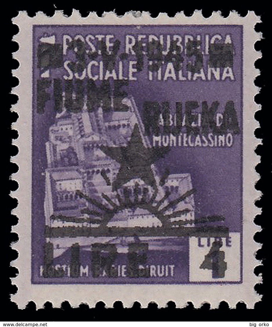 Occupazione Jugoslava: FIUME - Monumenti Distrutti: Lire 4 Su Lire 1 Violetto - 1945 - Jugoslawische Bes.: Fiume