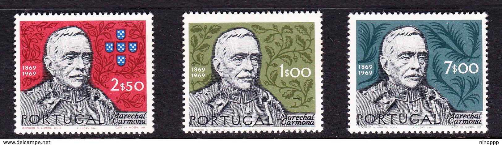 Portugal SG 1386 1970 Birth Centenary Of Carmona, Mint Set No Gum - Unused Stamps