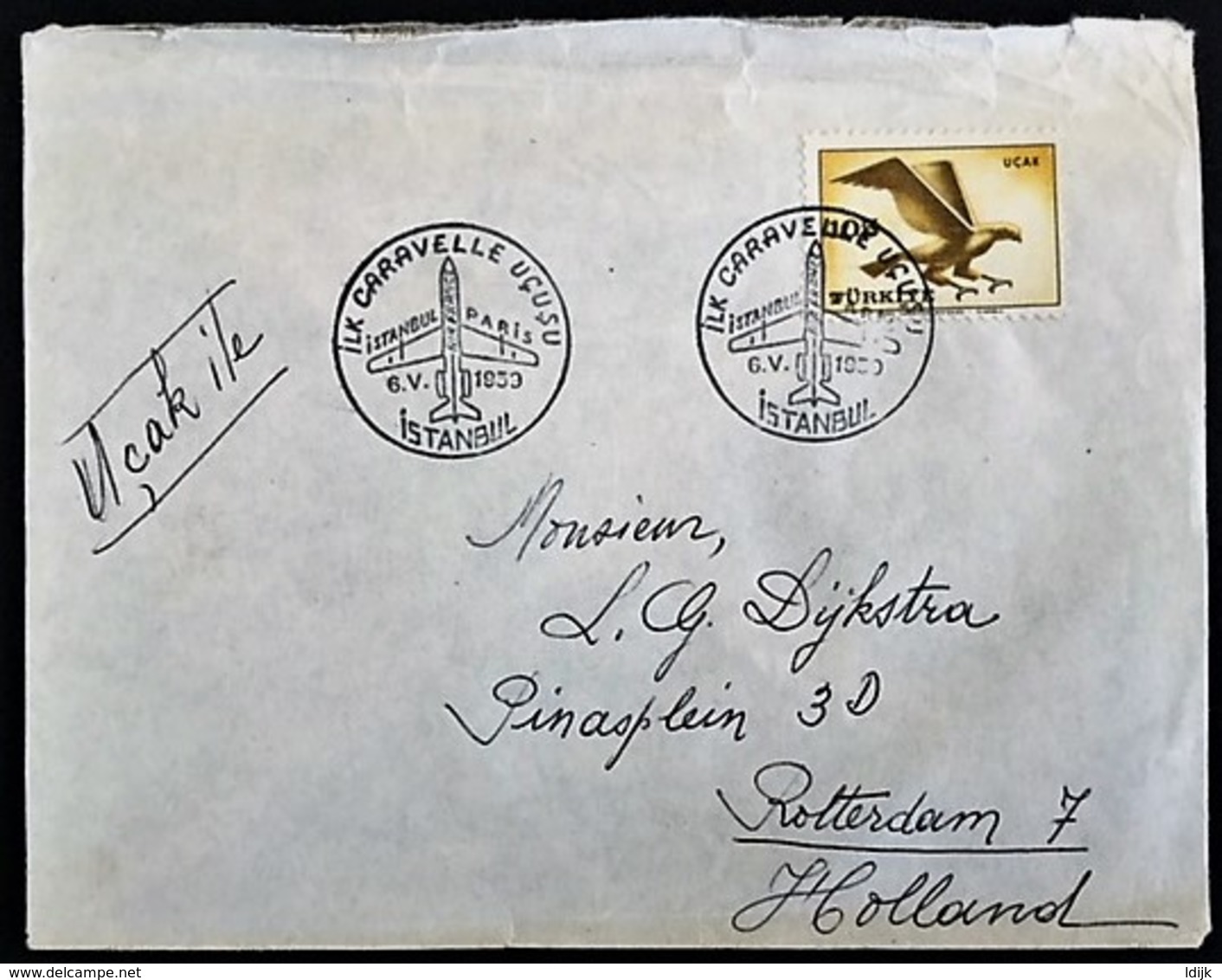 1953 First Flight Cover Istanbul-Paris By Caravelle-Air-France - Airmail