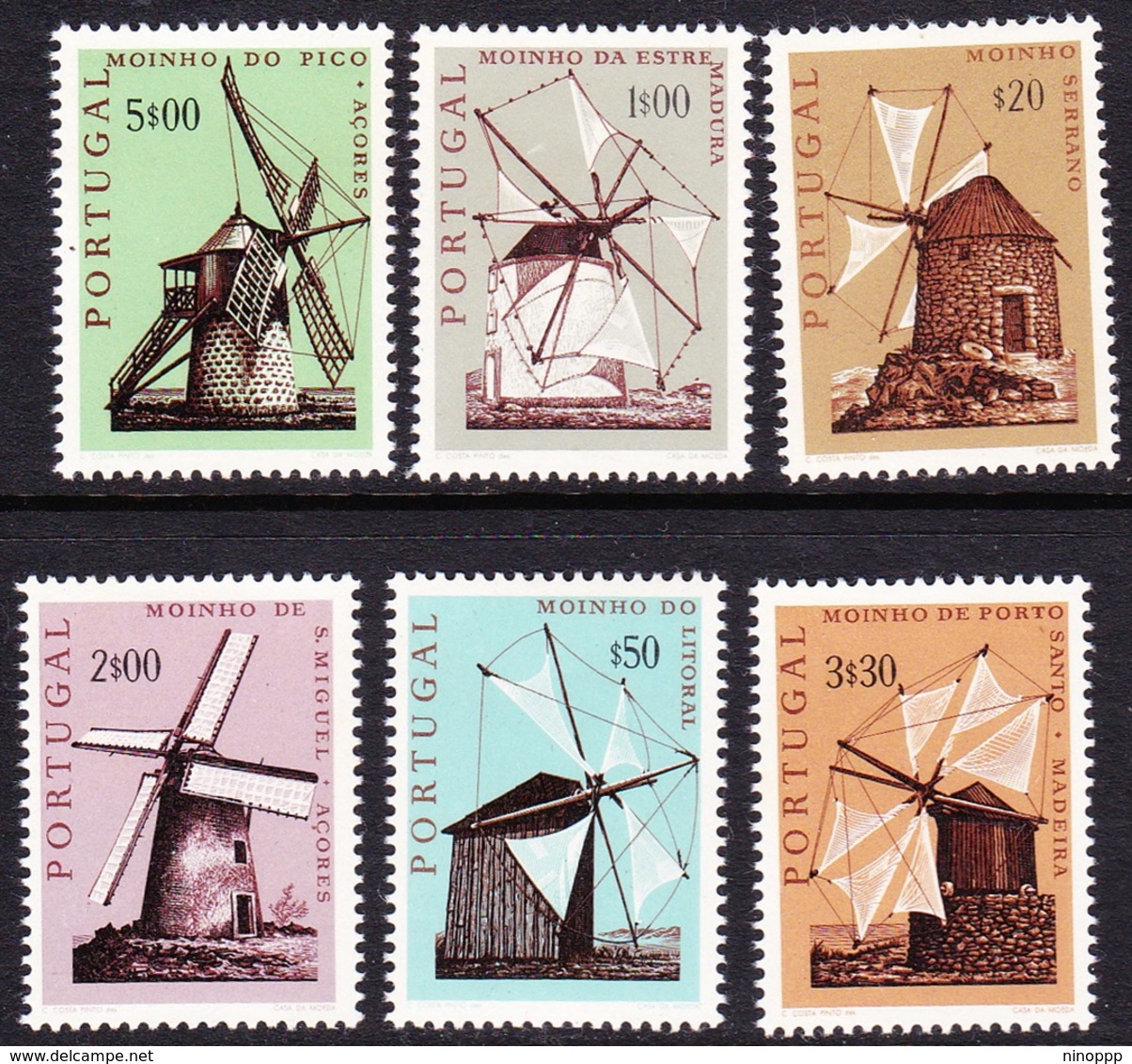 Portugal SG 1407-1412 1971 Windmills, Mint Never Hinged - Unused Stamps