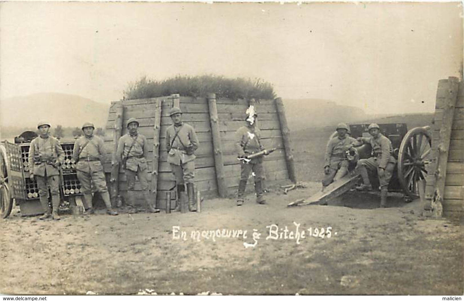 - Thèmes -ref-X27- Militaria - Carte Photo " En Manoeuvre à Bitche 1925 " - Moselle - Militaires - Canon - Materiel - - Manovre