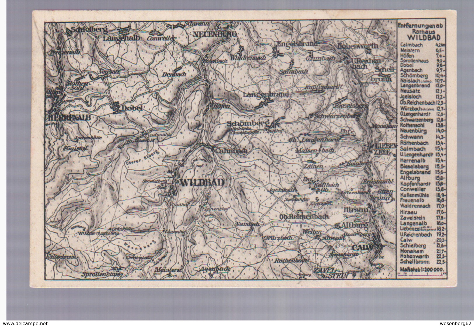 Germany Bad Wildbad Wildbad Und Umgebung Landkarte MAP 1922, 2 Scans - Cartes Géographiques