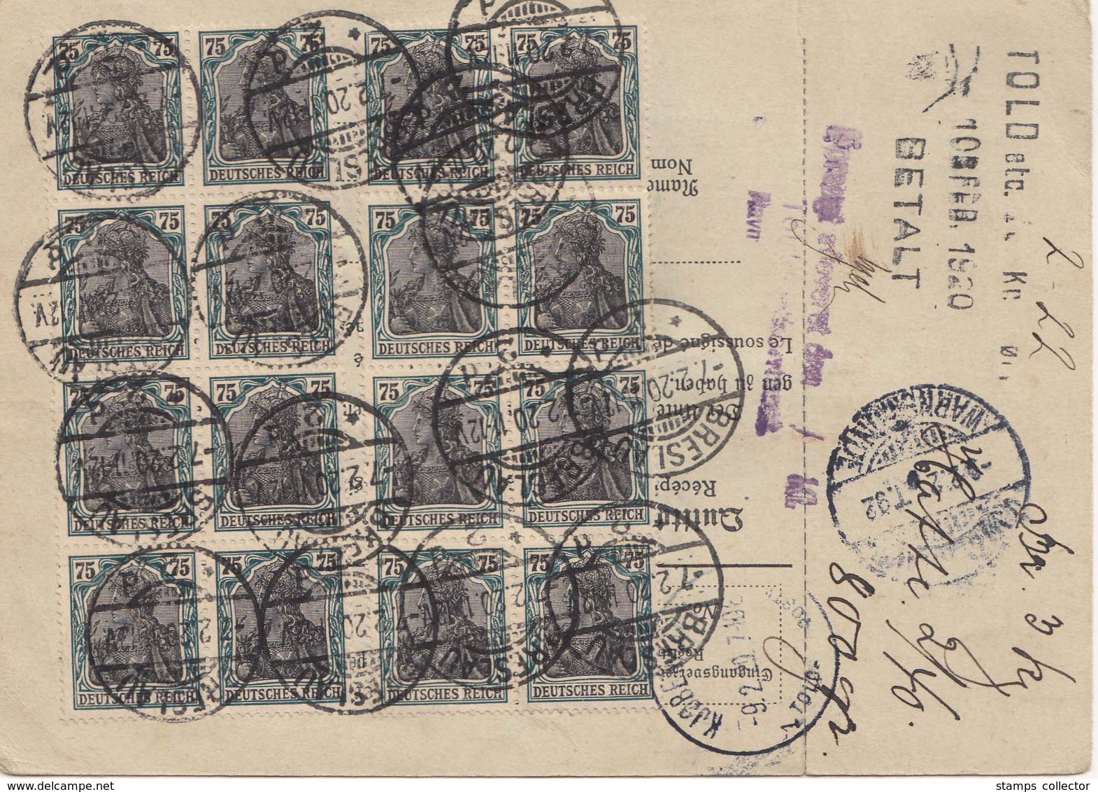 Breslau 7.2.20,  Ilboten "letter" Send To Denmark. Complet With Tallon - Briefe U. Dokumente