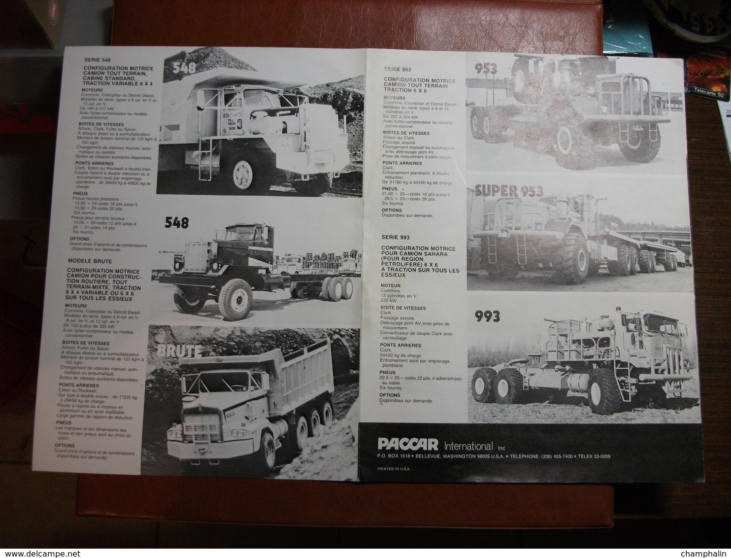 Livret Publicitaire - Dépliant Commercial - Camions Kenworth Paccar International Inc. - Années 70/80 - Prospectus - Automobil