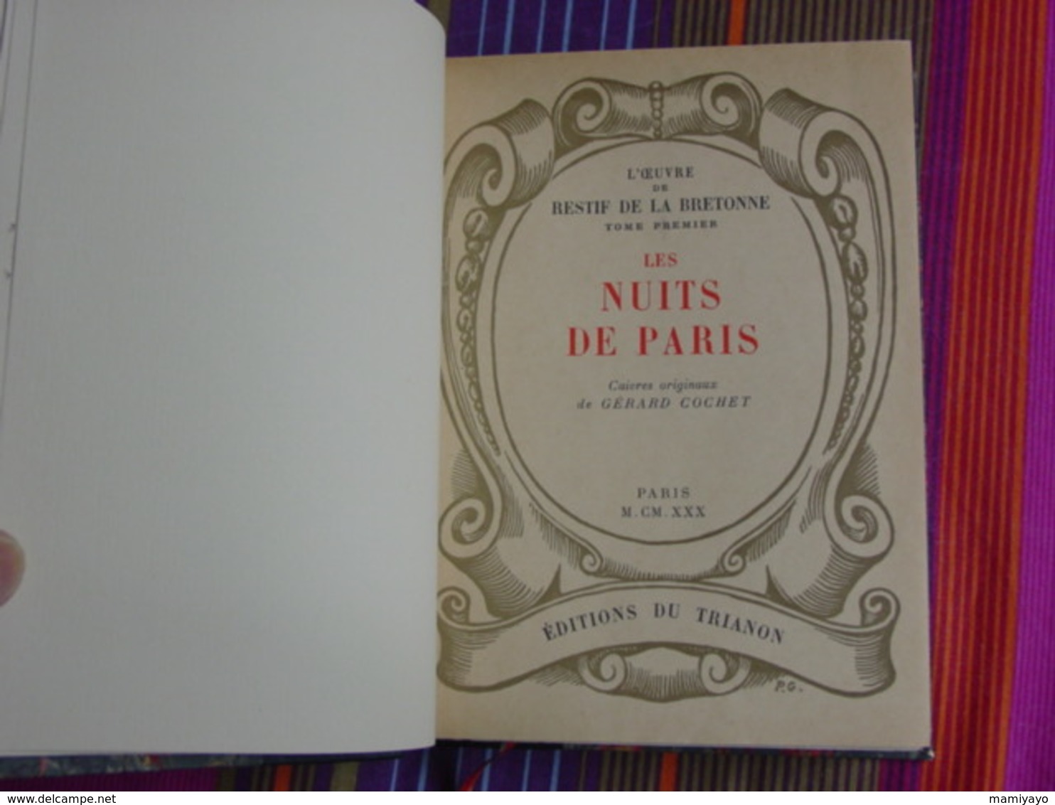 RESTIF DE LA BRETONNE :LES NUITS DE PARIS  & LES CONTEMPORAINES , 2 VOL.RELIÉS,Éd.TRIANON-Cuivres Orig.COCHET & GOOR - Lots De Plusieurs Livres