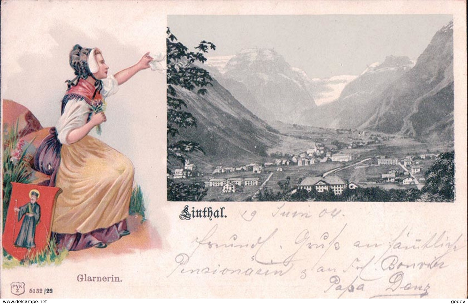 Linthal, Glarnerin, Femme En Costume, Litho (513222) - Linthal