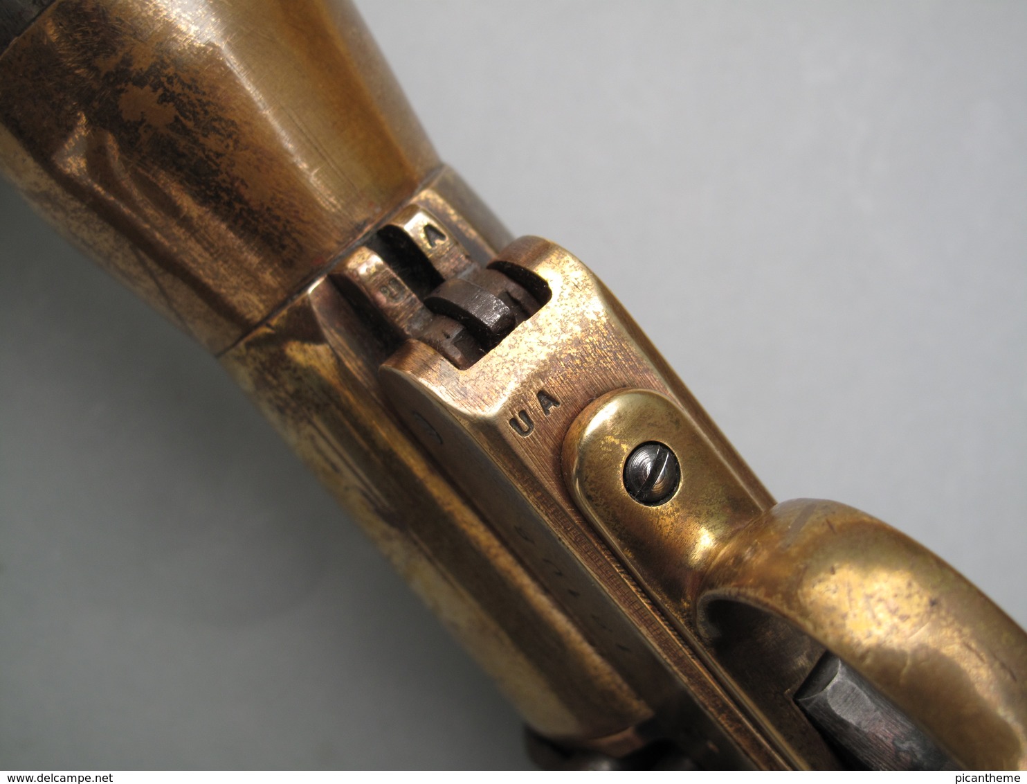 Rare pistolet lance-amarres Schermuly de 42 mm en acier nickelé et bronze doré