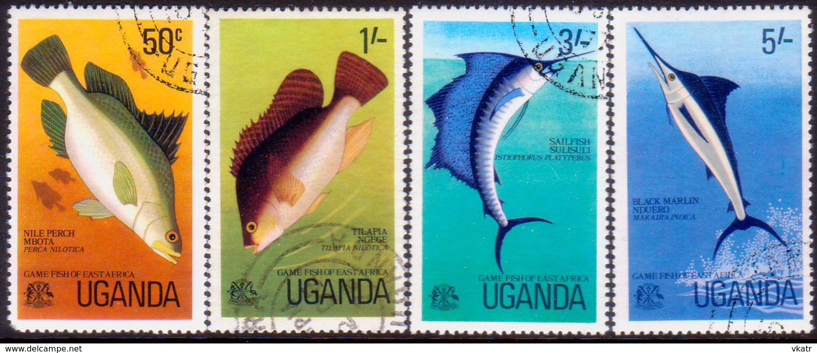 UGANDA 1977 SG #178-81 Compl.set Used Game Fish - Uganda (1962-...)