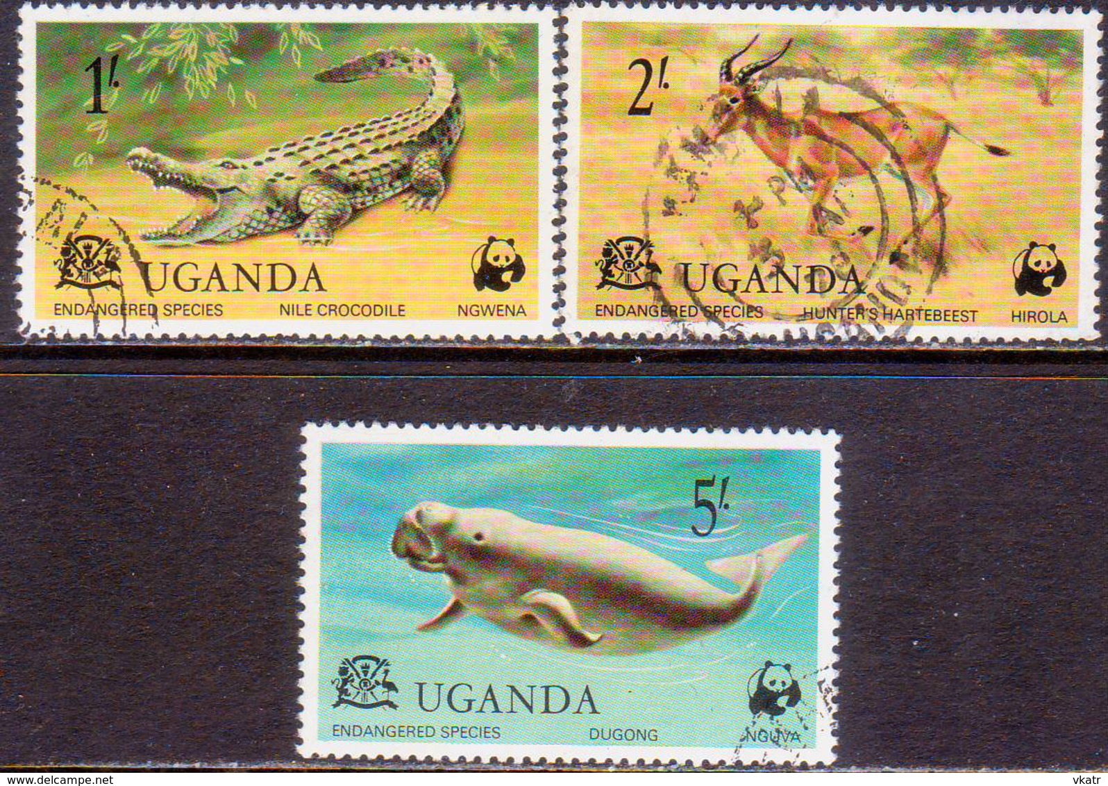 UGANDA 1977 SG #200//03 Part Set Used 3 Stamps Of 5 Endangered Species - Uganda (1962-...)