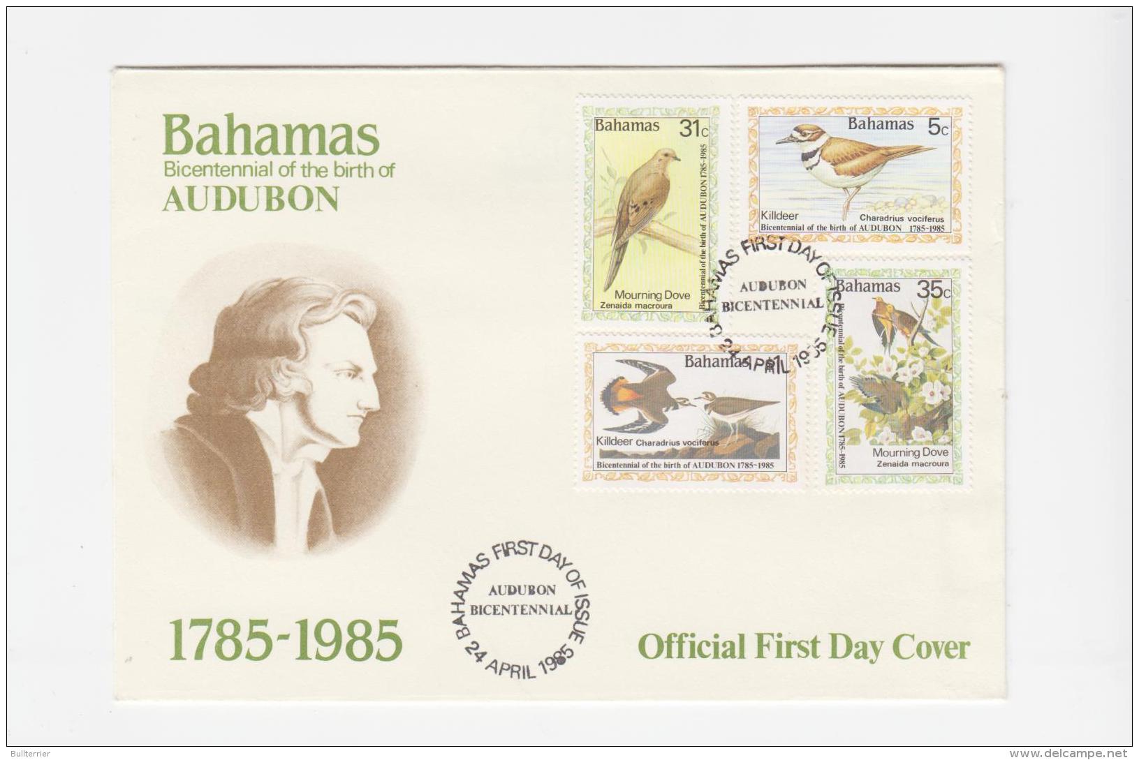 BAHAMAS - 1985 - AUDUBON BIRDS  SET OF 4   ON  ILLUSTRATED FDC - Bahamas (1973-...)
