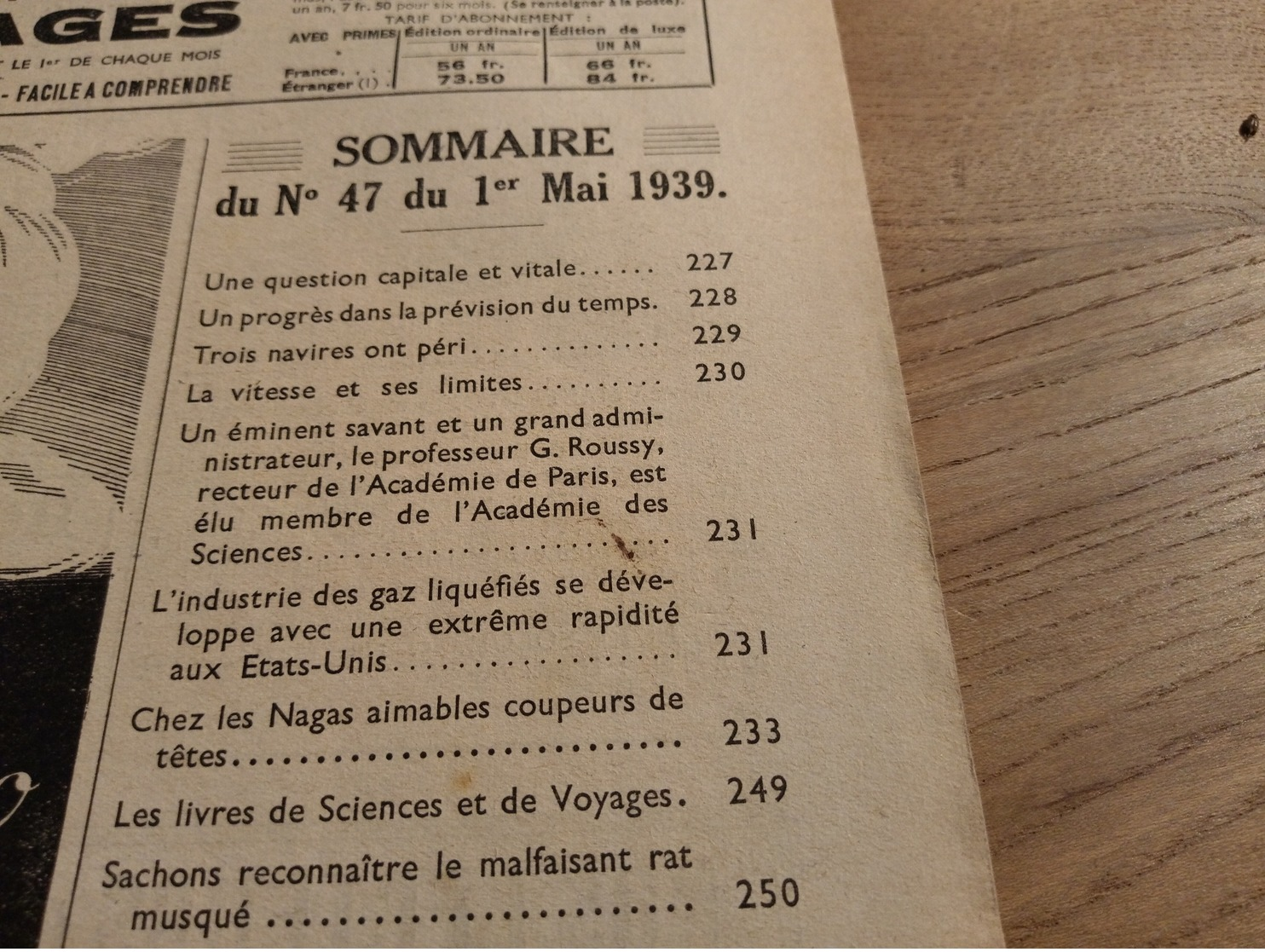 154/ Sciences Et Voyages N° 47 1939 Les Nagas Aimables Coupeurs De Tetes ,3 Navires Ont Peri , Les Phares En Mer Ect - 1900 - 1949