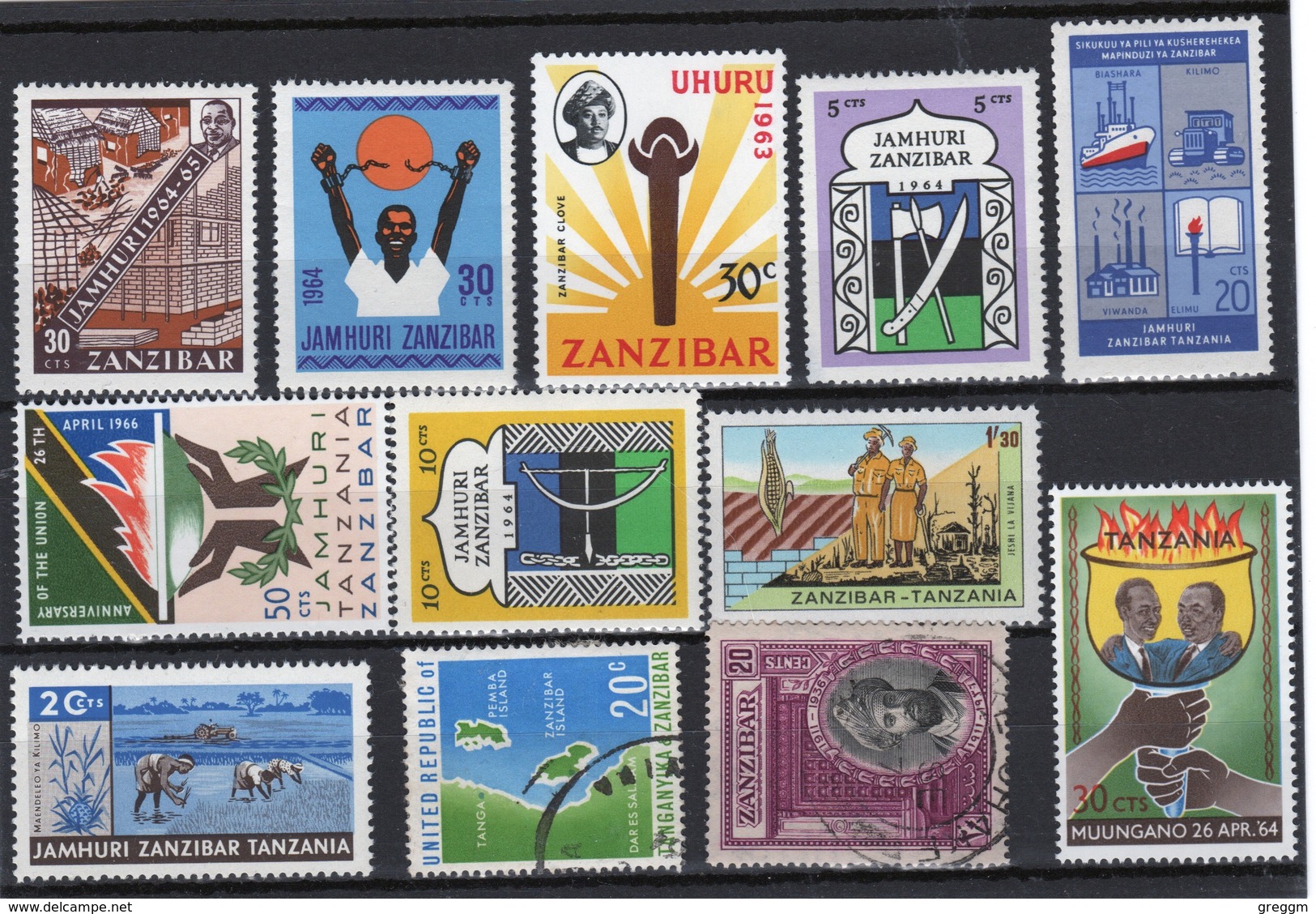 Zanzibar Small Selection Of 12 Different Stamps. - Zanzibar (1963-1968)