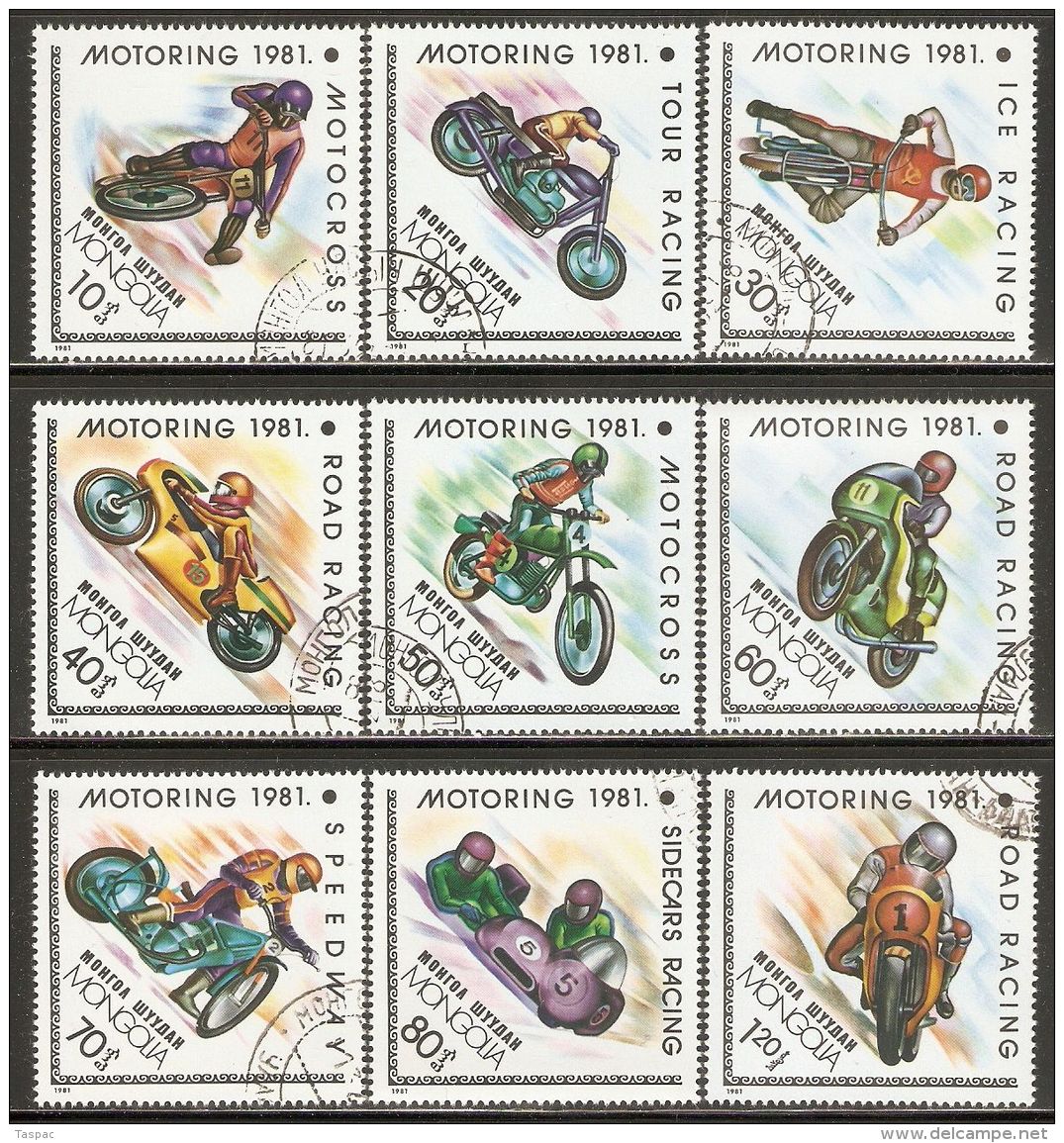 Mongolia 1981 Mi# 1358-1366 Used - Racing Motorcycles - Motorbikes