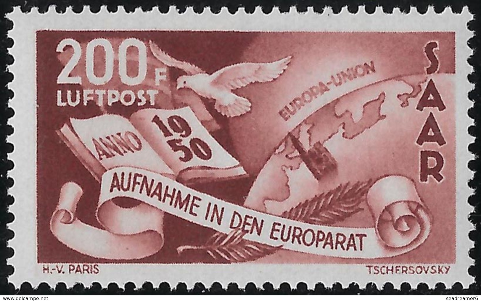 SARRE Poste Aérienne N°13**,  200f Luxe - Airmail