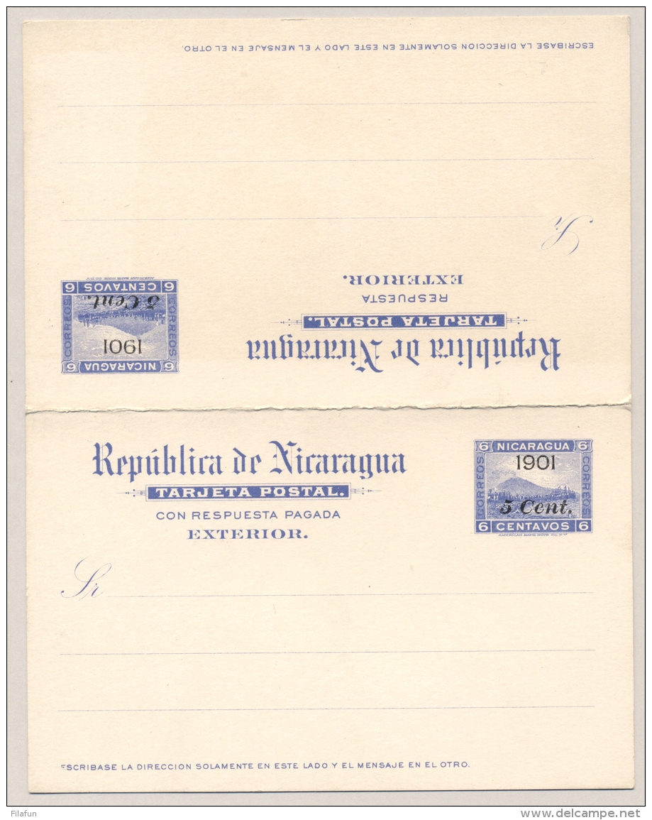 Nicaragua - 1901 - 5c+5c Overprint On 6c+6c Postcard - Not Used - Nicaragua