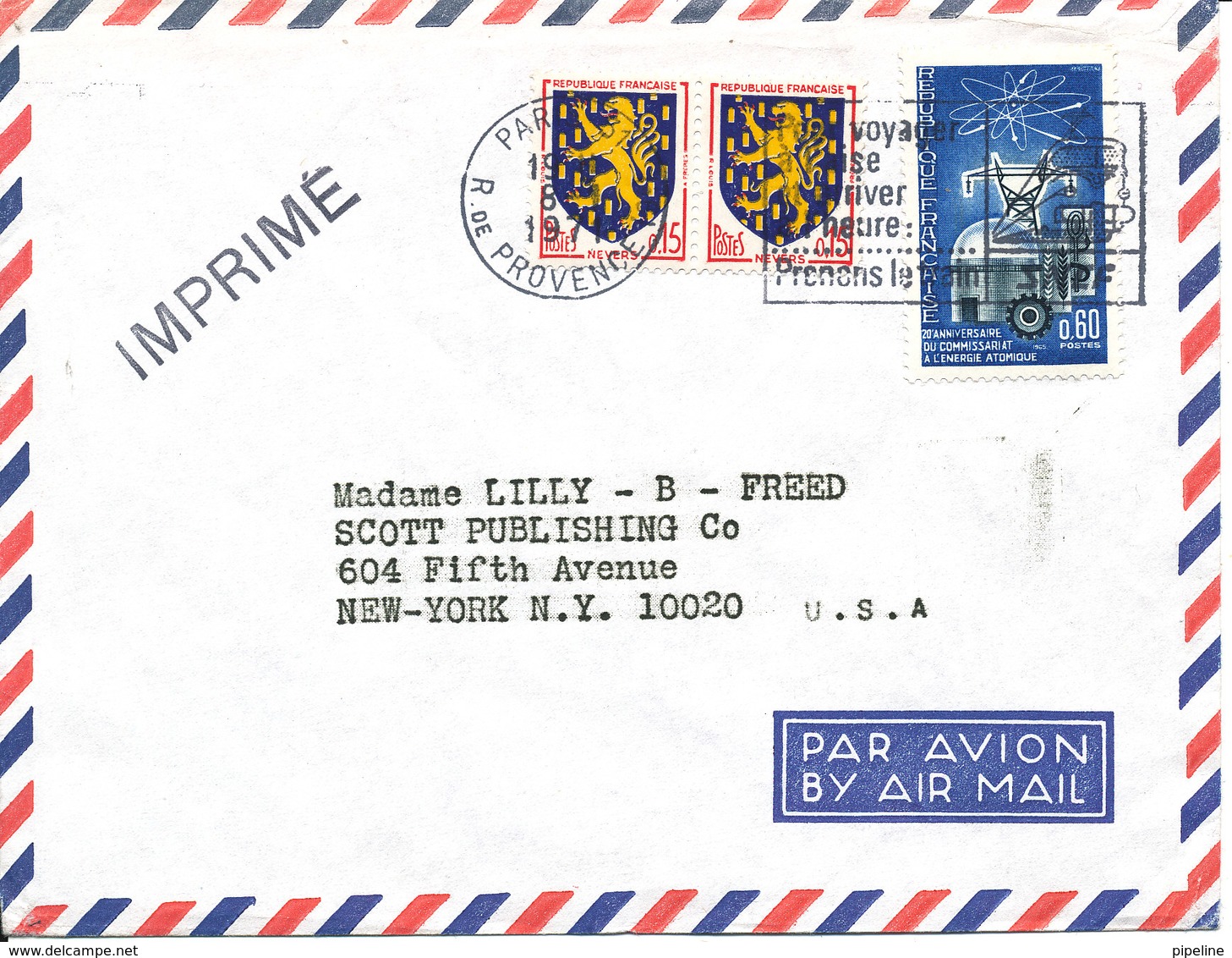 France Air Mail Cover Sent To USA Paris 19-8-1971 - 1960-.... Covers & Documents