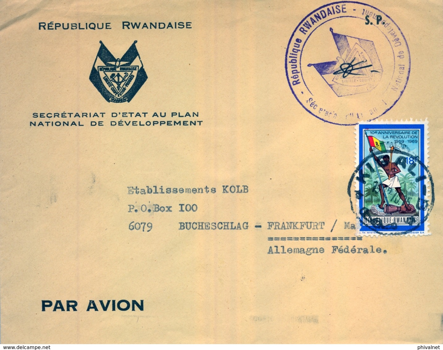 1970 , RWANDA , KIGALI - FRANKFURT , SECRETARIADO DE ESTADO PLAN NACIONAL DE DESARROLLO - Otros & Sin Clasificación