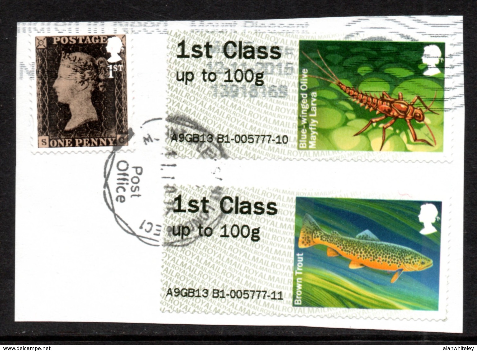 GREAT BRITAIN 2015 Post & Go Labels/River Life & Penny Black Commemorative: USED ON PIECE - Post & Go (distributori)