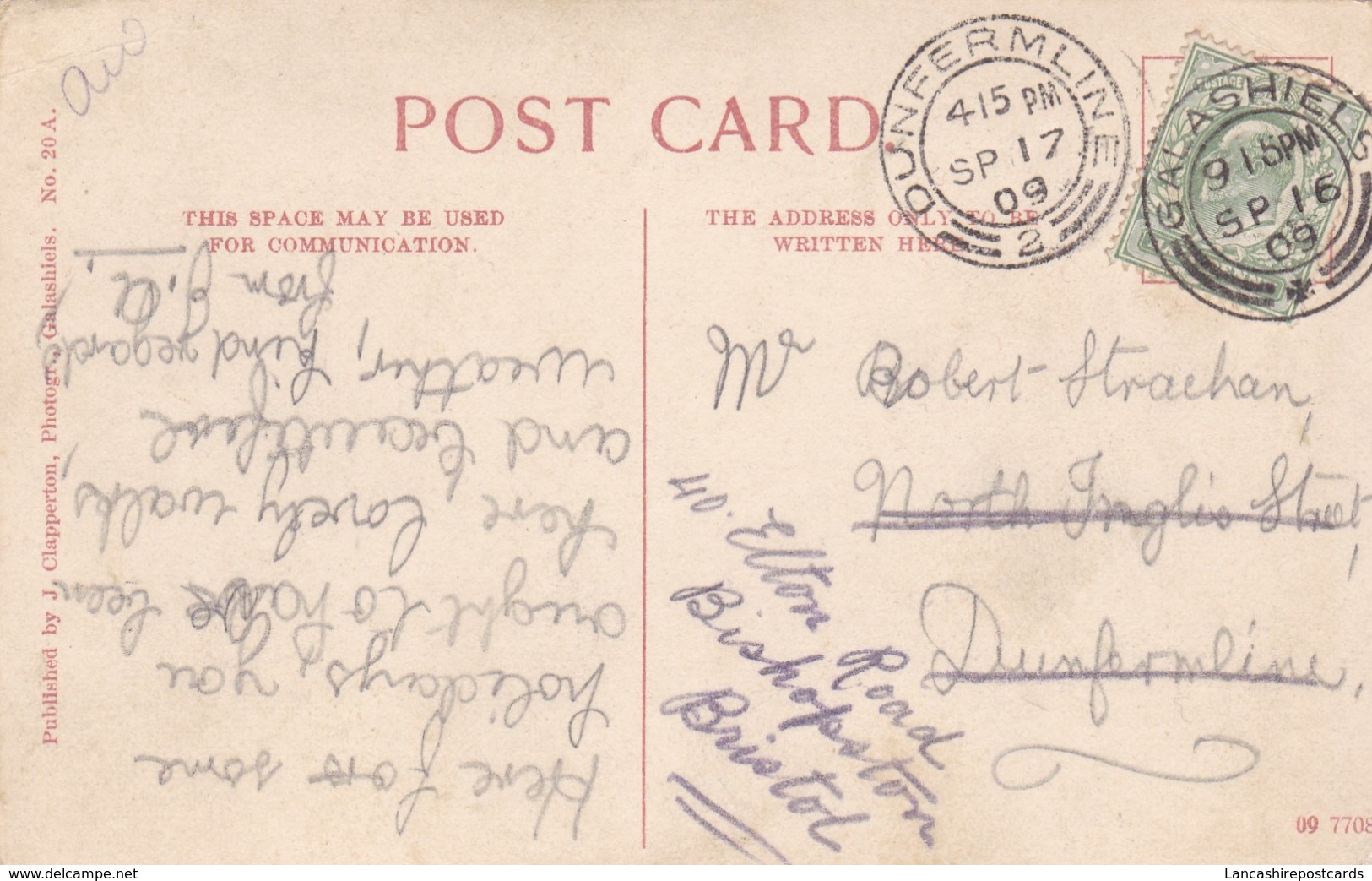 Postcard Abbotsview Galashiels By Clapperton Of Galashiels Good Dunfermline 1909 Cancel My Ref  B12096 - Selkirkshire