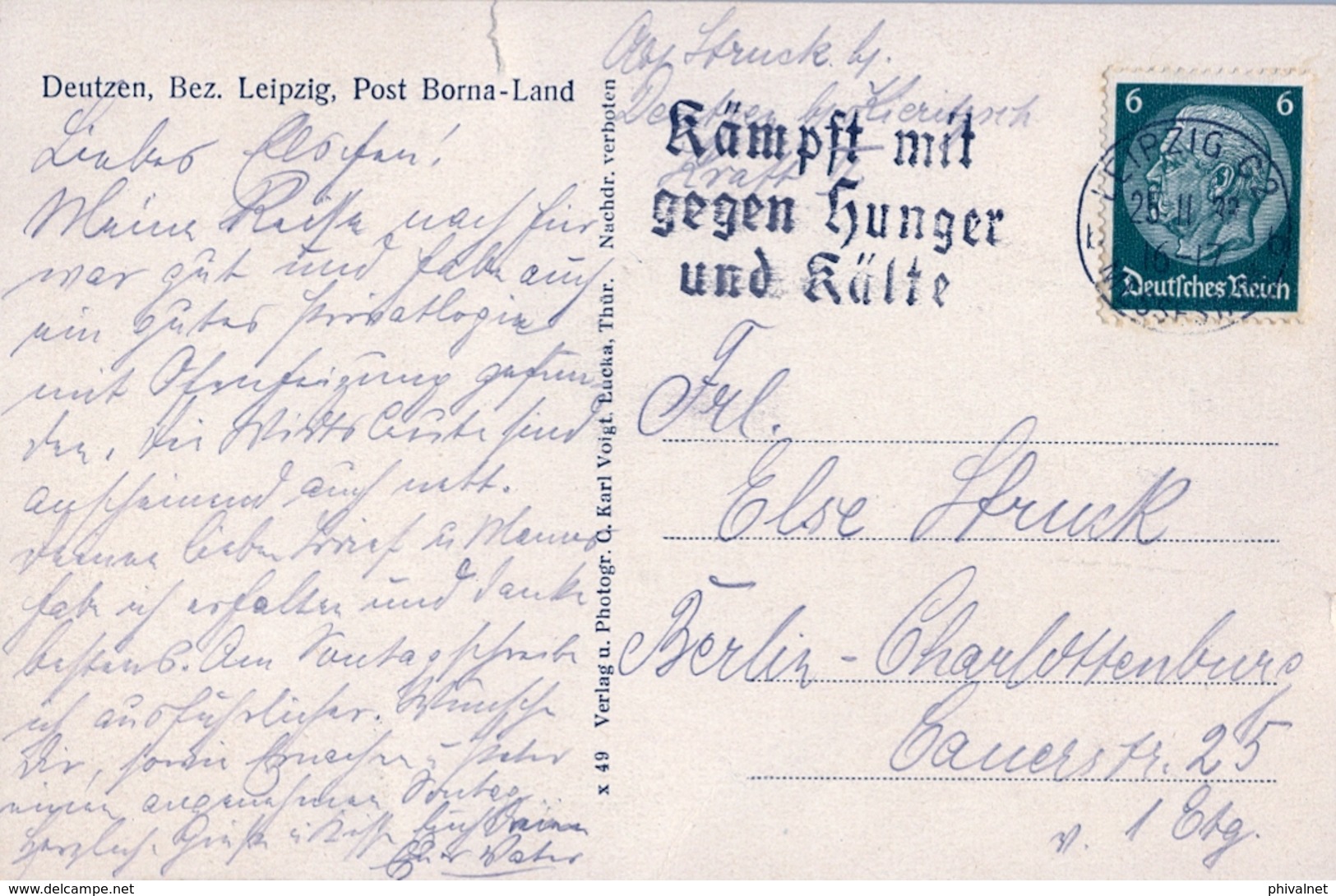 1933 , ALEMANIA , LEIPZIG - CHARLOTTENBURG , TARJETA POSTAL CIRCULADA - Cartas & Documentos