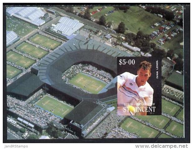 9448 (sport) St Vincent - Bequia 1988 International Tennis Players $5 M/sheet (Ivan Lendl) As Issued But Imperf Progr - Tennis