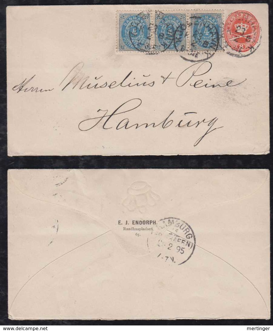 Dänemark Denmark 1895 Uprated Stationery Envelope KOPENHAVN To HAMBURG Germany - Storia Postale