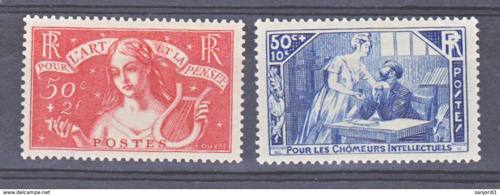 France 307 308 Chômeurs Intellectuels Neuf ** TB MNH  Sin Charnela Cote 140 - Nuovi