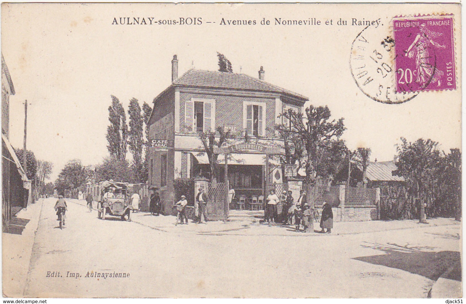 93 - AULNAY-sous-BOIS - Avenues De Nonneville Et Du Raincy - 1933 / Café, Tabac E. BOUGEROLLES / Voiture - Aulnay Sous Bois
