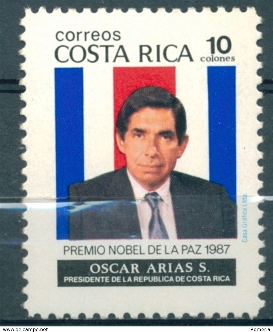 Costa Rica - 1987 - Yt 494 - Hommage Au Président Oscar Arias Prix Nobel De La Paix - * TC - Costa Rica